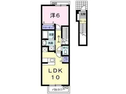 コージ ハウス ソルトバレー(1LDK/2階)の間取り写真