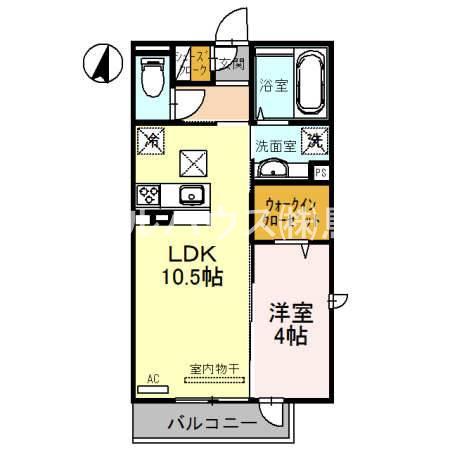D.セジール(1LDK/1階)の間取り写真