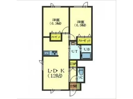 ネストインK(2LDK/2階)の間取り写真