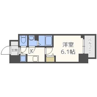 メインステージ京町堀(1K/2階)の間取り写真
