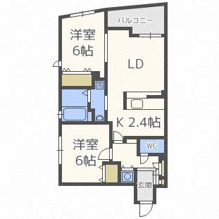 SOLEADO南4条(2LDK/5階)の間取り写真