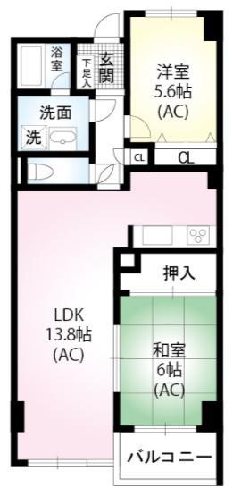 ラヴェール浜田山(2LDK/2階)の間取り写真