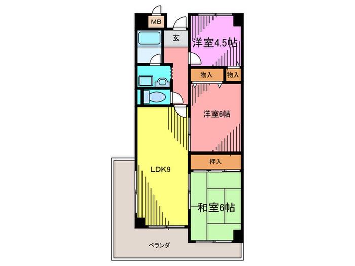 グランディール和泉(3LDK/4階)の間取り写真