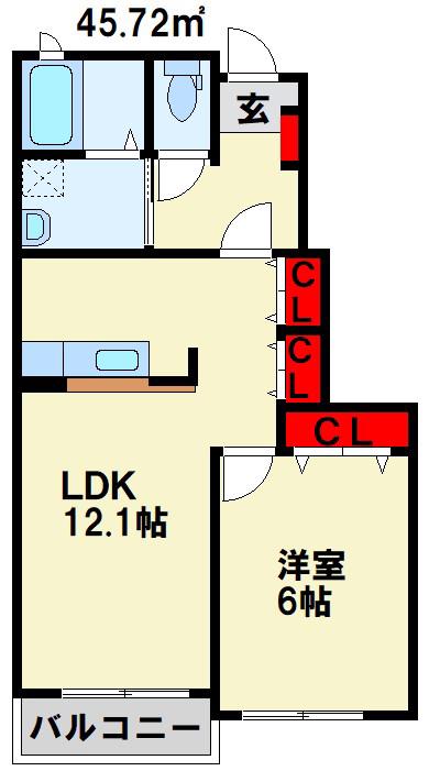 フォレステージII(1LDK/1階)の間取り写真