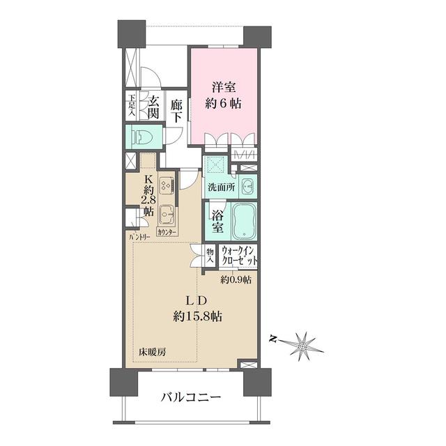ザ・パークハウス所沢日吉町(1LDK/5階)の間取り写真