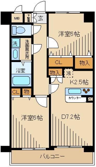 パルクヴェール(2LDK/3階)の間取り写真