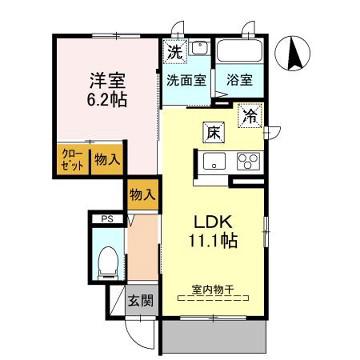 ベルクール加東A棟(1LDK/1階)の間取り写真
