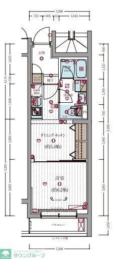 ミライズ東京イーストレジデンス(1DK/2階)の間取り写真