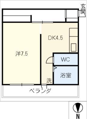 タリーズ(1DK/2階)の間取り写真