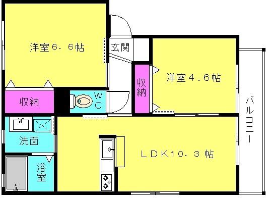 PARADORES(2LDK/2階)の間取り写真