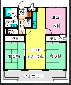 ロイヤルハイツ博多南(3LDK/3階)の間取り写真