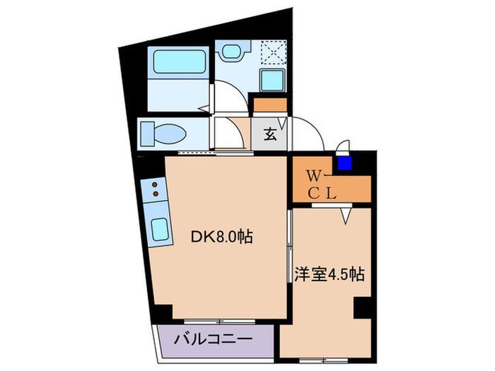 ネオス同心(1DK/3階)の間取り写真