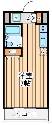 エステートピア常盤(ワンルーム/2階)の間取り写真