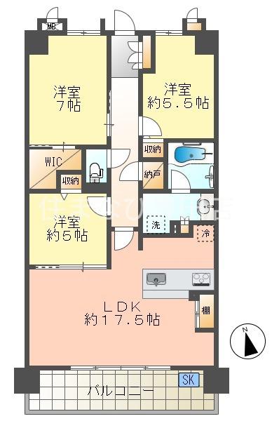 Tステージ小川町MOTOMACHI(3SLDK/2階)の間取り写真