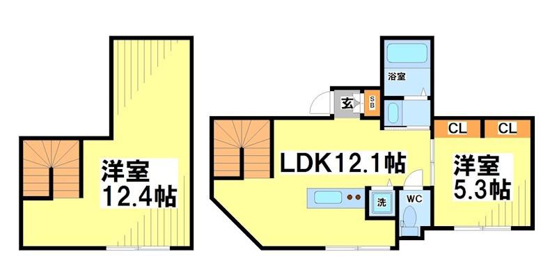 ラフィネ調布(2LDK/5階)の間取り写真