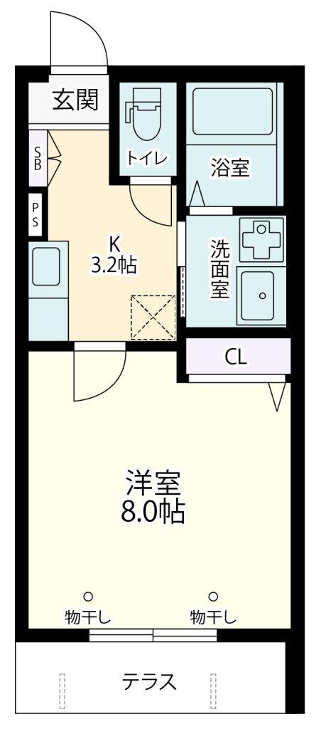 CUBE NAKASENGAWA(1K/2階)の間取り写真