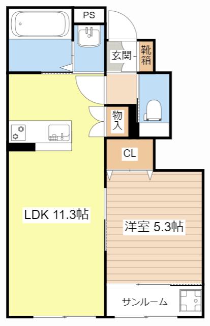 グッドライフステージ南川瀬(1LDK/1階)の間取り写真