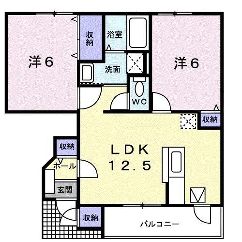シャルマンA(2LDK/1階)の間取り写真