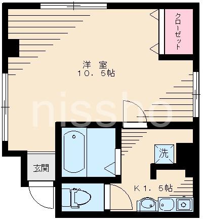 コアハウス(1K/1階)の間取り写真