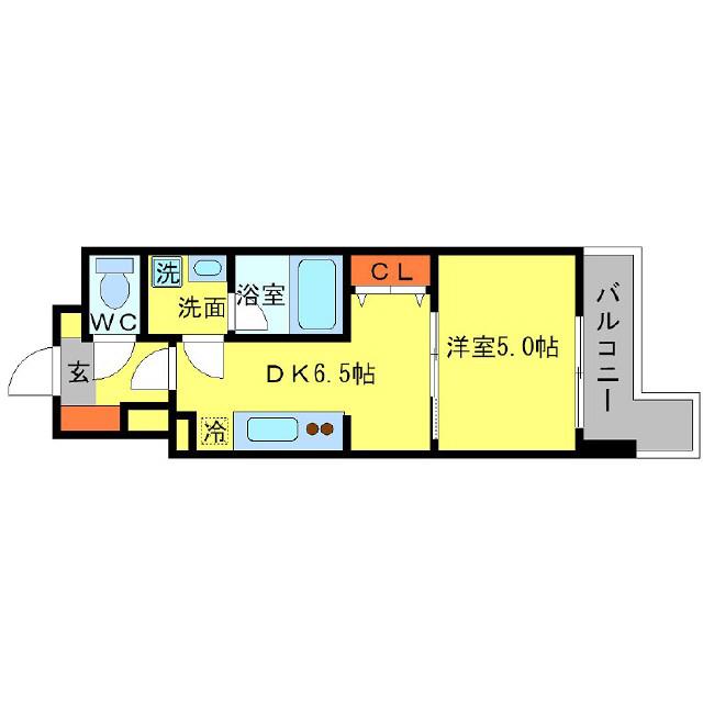 BRAVI南堀江(1DK/3階)の間取り写真