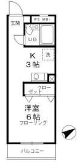 昭島コートエレガンスB(1K/3階)の間取り写真