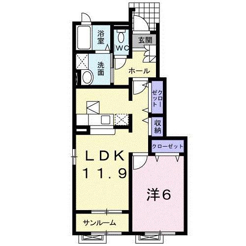 ブリージョ(1LDK/1階)の間取り写真