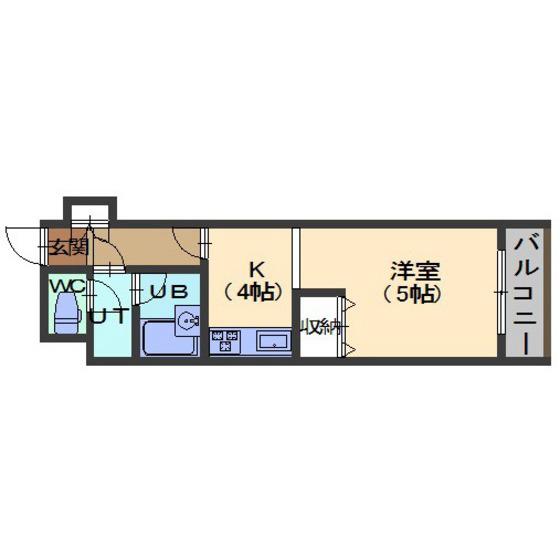 ライオンズマンション函館湯川第3(1K/4階)の間取り写真