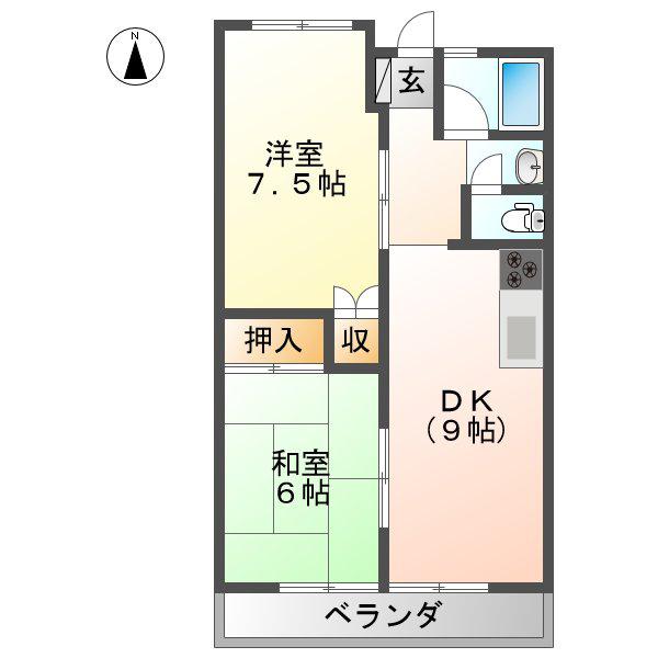 広瀬ビル(2LDK/4階)の間取り写真