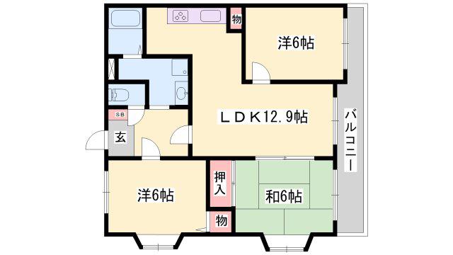 メゾンI(3LDK/2階)の間取り写真