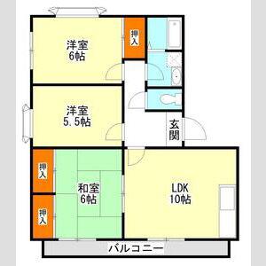 ヴィブレ大歳 A棟(3LDK/2階)の間取り写真