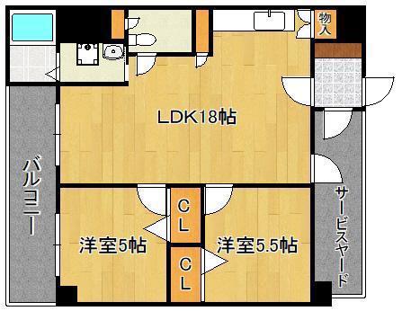 ピボットコート今池(2LDK/3階)の間取り写真
