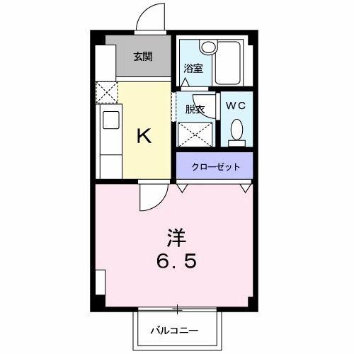 スターブルS(1K/1階)の間取り写真