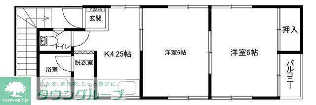 ベルワン(2K/2階)の間取り写真