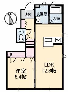 シャーメゾンはなみずき A棟(1LDK/1階)の間取り写真