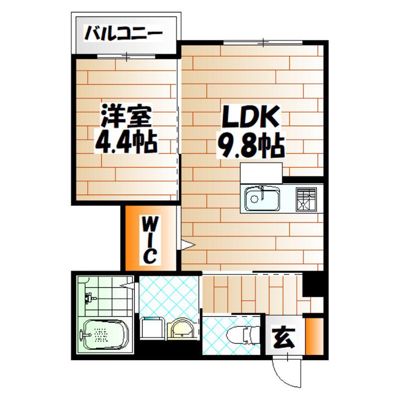 ELLINA貴船III(1LDK/2階)の間取り写真