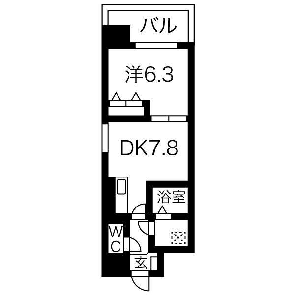 サンシアルザ上前津(1LDK/7階)の間取り写真