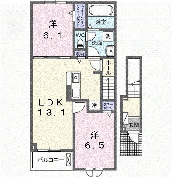 エルヴェ(2LDK/2階)の間取り写真