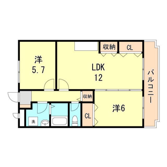 レジデンス小西(2LDK/1階)の間取り写真