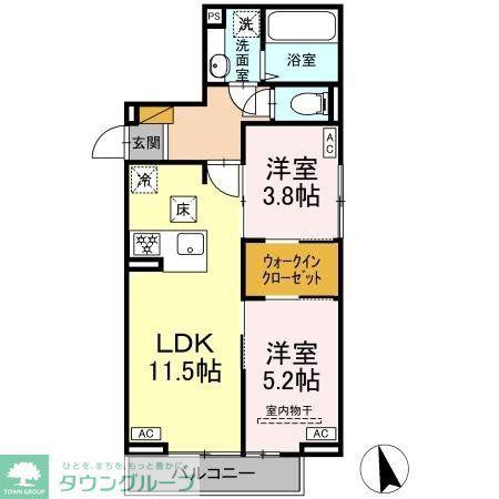 D-SOLACE津田沼II(2LDK/1階)の間取り写真