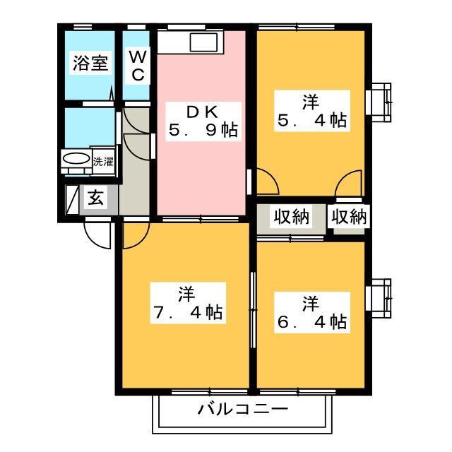 パストラルハイム B棟(3K/1階)の間取り写真