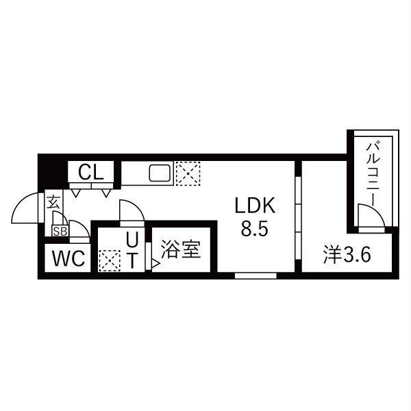 MOVE中村公園PREMIO(1LDK/3階)の間取り写真
