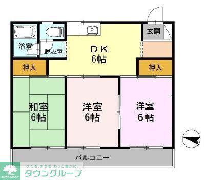 長瀬第三マンション(3DK/2階)の間取り写真