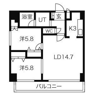 ハイムエルデZW(2LDK/5階)の間取り写真