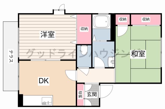アディスひろのC棟(2DK/1階)の間取り写真