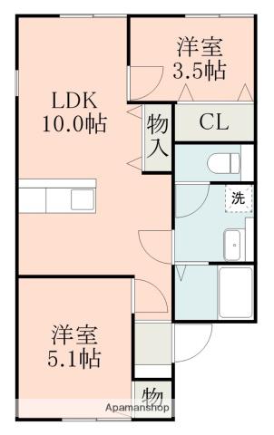 サンハイツ紫原(2LDK/2階)の間取り写真