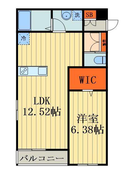 タウンフィールドIII(1LDK/2階)の間取り写真