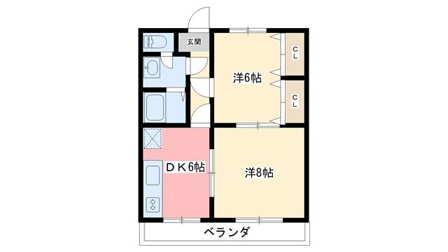 中央コーポ(2DK/1階)の間取り写真