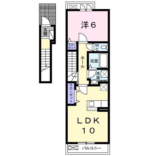 グランド・ルミエール北畝I(1LDK/2階)の間取り写真