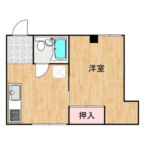 霞町ビル(1DK/3階)の間取り写真