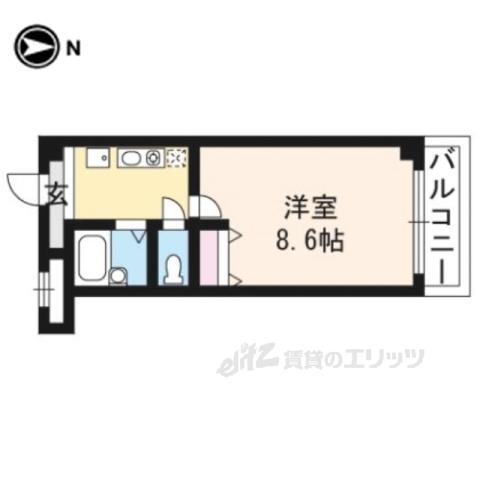 ルネッサ桃山(1K/4階)の間取り写真